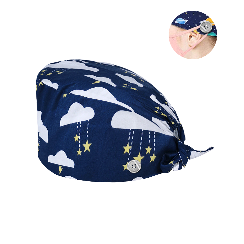Gorros quirúrgicos unisex, gorras para sala de operaciones, enfermeras, animales de compañía veterinaria, salones de belleza, ojos, hospital, clínica, botones: Buttons12114