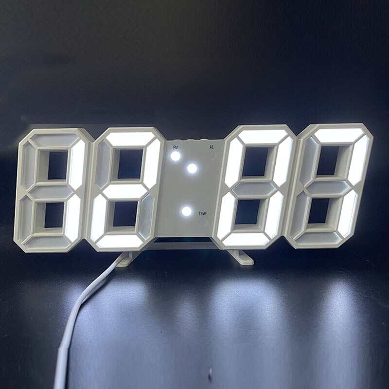 Wall Clocks Hanging Watch Snooze Table Clocks Calendar Thermometer Electronic Clock Digital Clocks Nordic Digital Alarm Clocks: White