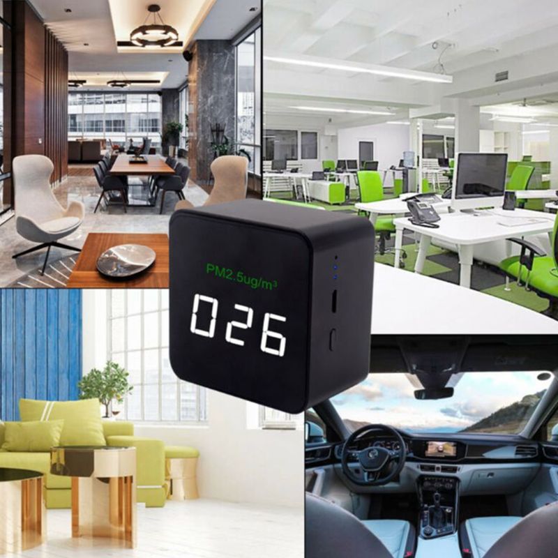 Mini  pm2.5 detector lucht tester monitor meter oplaadbare lucht -06 zwart