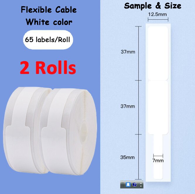Niimbot D11 D61 Zelfklevende Kabel Stickers Waterdicht Identificatie Fiber Draad Tags Labels Organisatoren Netwerk Marker Tool: 2pcs White