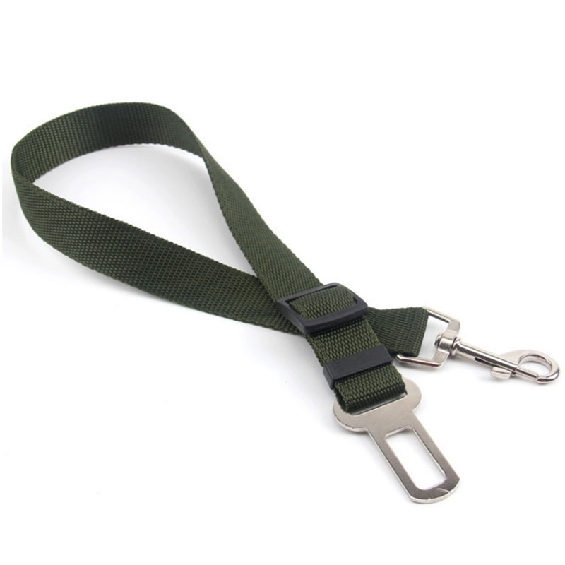 Voertuig Auto Veiligheidsgordel Lead Clip Voor Hond Kat Leash Veiligheid Auto Riem Accessoires Universele Nylon Hond Seat riem: Army Green