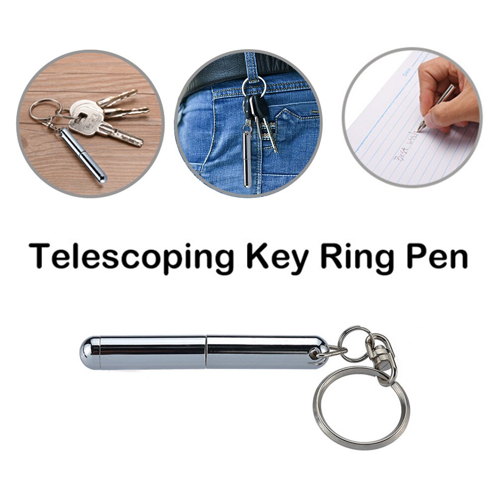 Metalen Sleutelhanger Rvs Telescopische Pen Sleutelhanger Telescopische Pen Sleutelhanger Sleutelhanger Ring