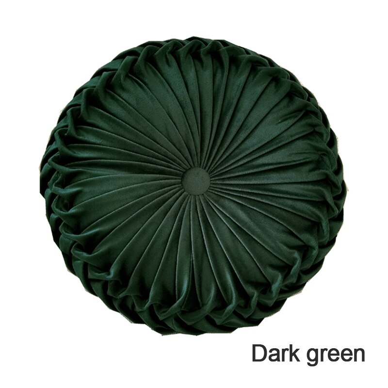 Coussin rond plissé en velours de 38cm, Textile de maison, couleur unie, coussin de maison, canapé-lit, oreiller de taille pliable européenne: 05