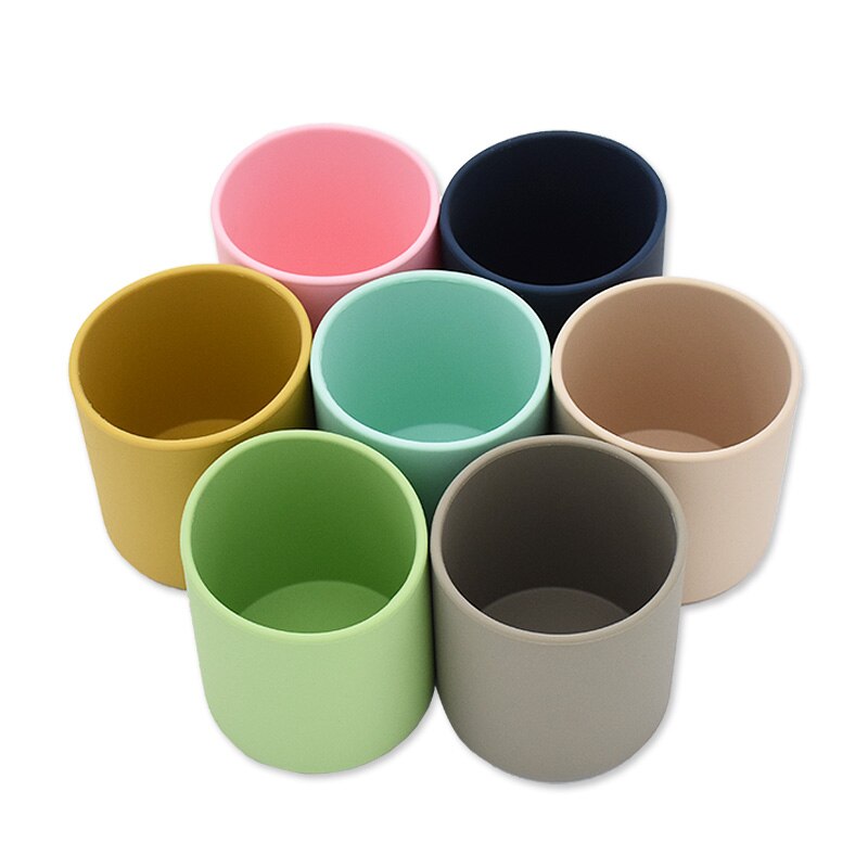 Vasos de agua de silicona para bebé, taza de entrenamiento portátil de grado alimenticio para niños, vajilla resistente al calor para niños pequeños, taza para beber