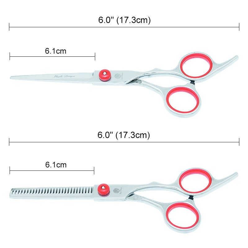 Purple Dragon 6.0" Dog Grooming Scissors Stainless Steel Pets Straight Curved Scissors Thinning Shears Dogs Hair Clippers B0001B