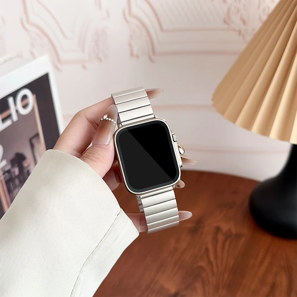 Rem til apple watch band 44mm 40mm 45mm 41mm ultra 2 49mm 42mm 46mm urrem stållænke iwatch serie 7 8 9 10 se 3 4 5 6