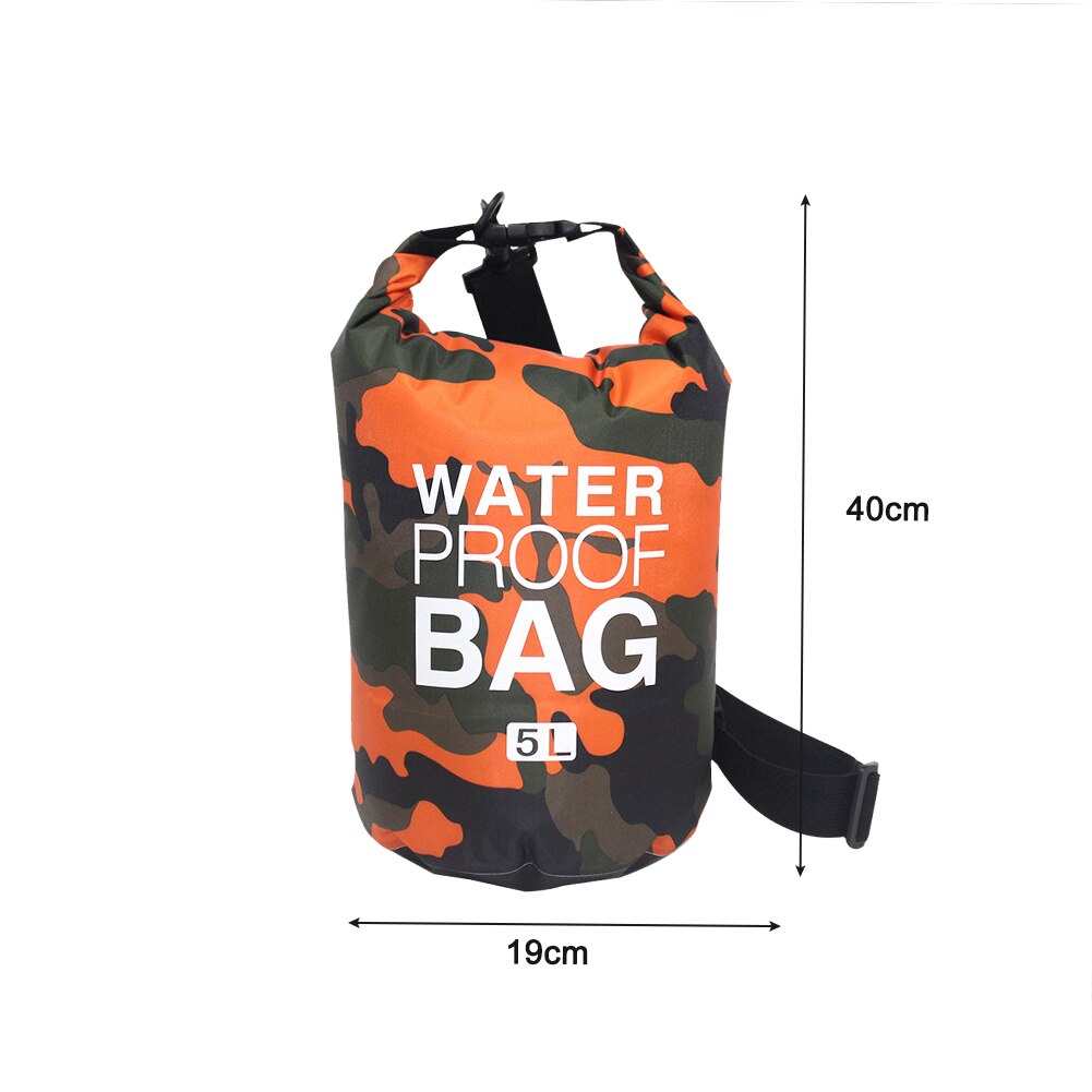 Large Capacity Outdoor Waterproof Dry Pack 5/10/20L Swimming Kayaking River Trekking Float Sailing Backpack Orange Camouflage