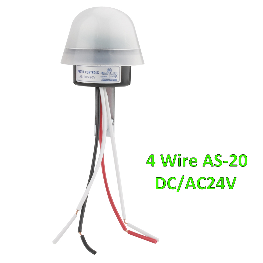 wie-20 automatische automatische Ein-Aus-Fotozelle Straßen laternen schalter AC/DC 12V 10a Fotos teuerung Fotosc Halfter Sensor Schalter 4 Draht: Schwarz