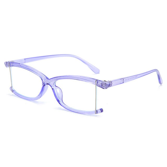 Imwete-gafas irregulares con montura para hombre y mujer, lentes ópticas con luz azul, sin montura, transparentes,: Purple