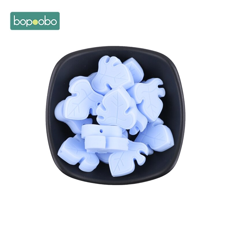 Bopoobo Silicone Teether Bead 10pcs BPA Free Silicone Turtle Leaf Beads Silicone Beads Baby Teething Beads Baby Teether: Candy blue