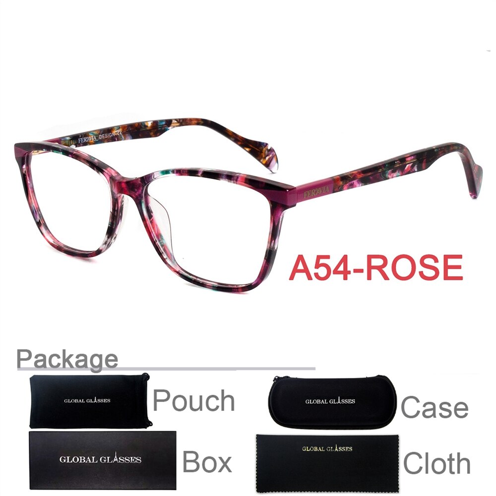 Nova borboleta óculos moldura quadrada óculos de moda quadro bonito impressão eyewear para a mulher fvg7138: A54-ROSE