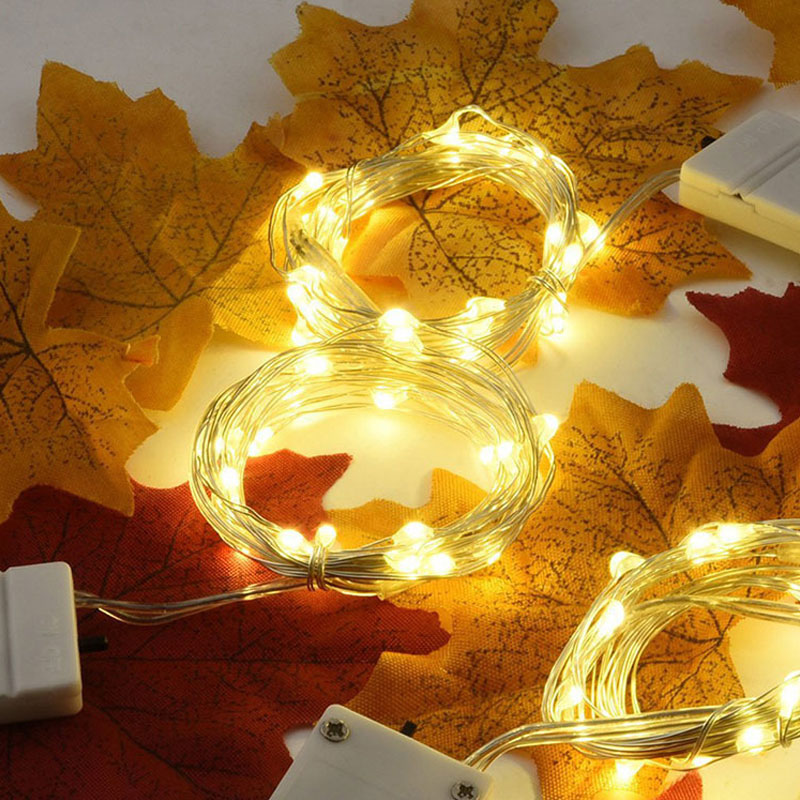 Guirlande lumineuse Led à piles en fil de cuivre, guirlande lumineuse à faire soi-même, pour noël, fête de mariage, décoration de chambre à coucher