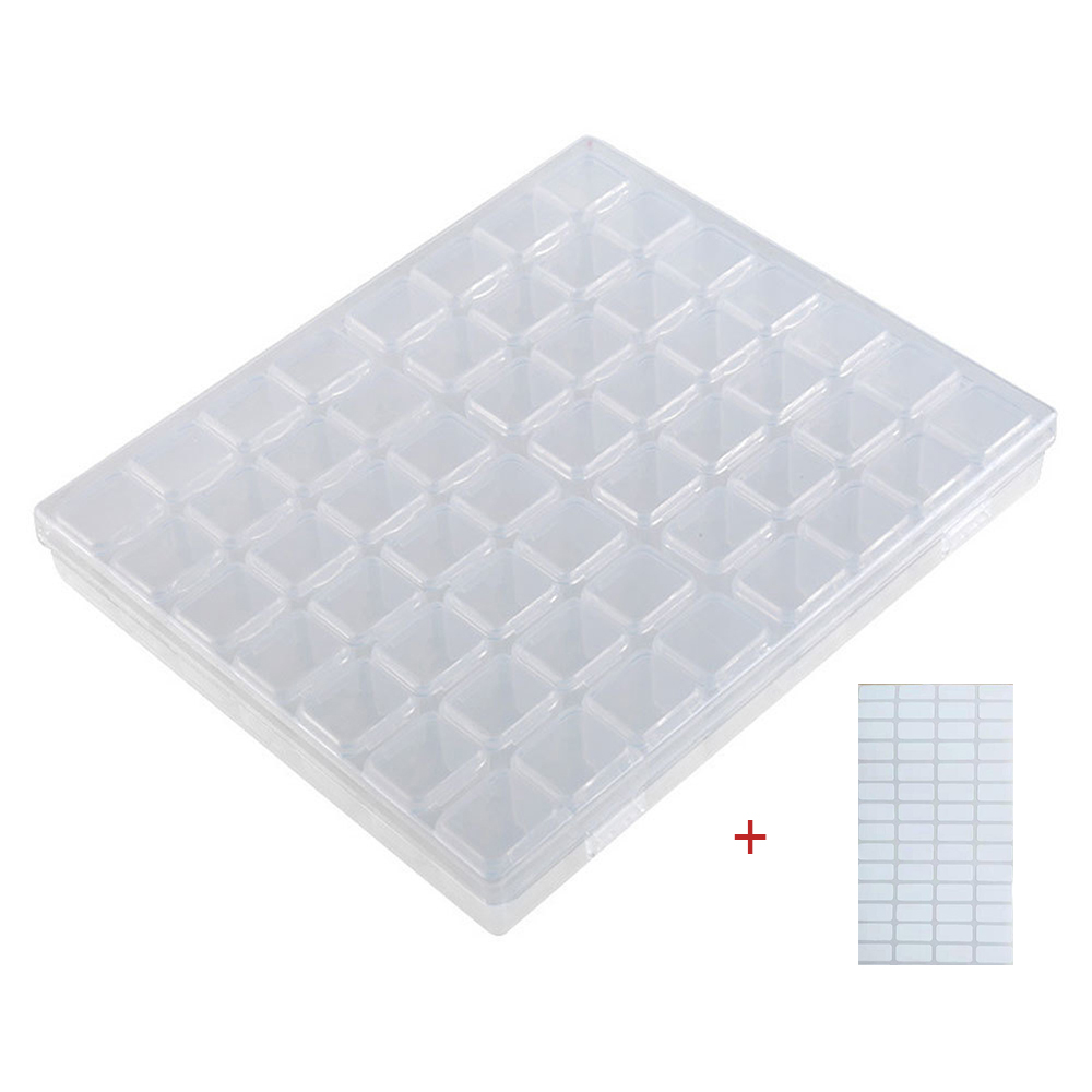¡Novedad! Caja pulidora 5D con de diamantes para manualidades, caja de joyería con bordado de diamantes de imitación, organizador de cuentas de cristal, caja de almacenamiento: 56 grids white