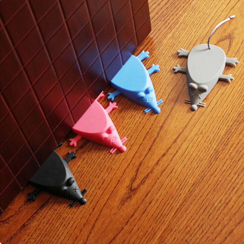 Tapón de silicona con forma de ratón en 6 colores, suministros para seguridad de bebés, protege contra pellizco, Tope de puerta de mano