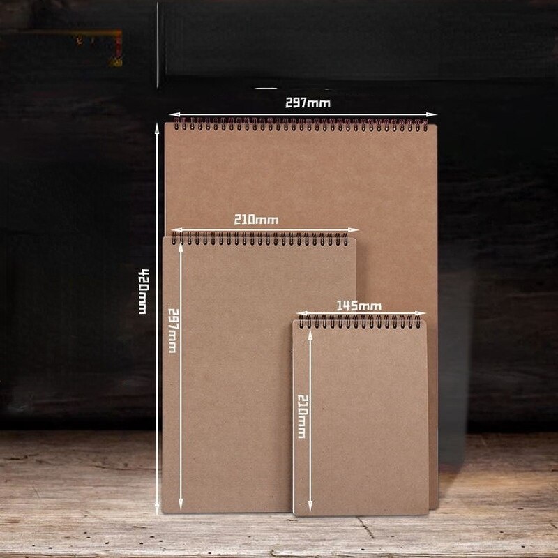A4 Coil Loose-leaf Sketchbook Spiral Bound Cartoon Cover Kraft Blank Drawing Book Sketch Diary Memo Note Office School