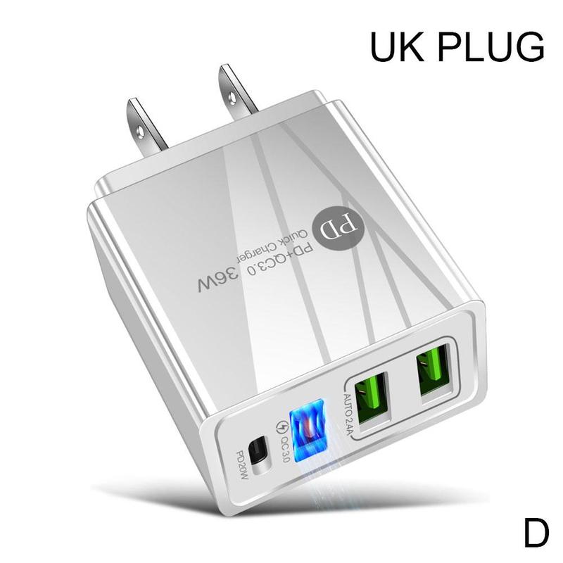 praktisch Ladegerät Schnelle Ladung PD20W QC 3,0 2,4 EIN Ladegerät USB Hohe Dual Beständig Multi-Hafen Mit Kopf USB PD Temperatur H0F4: D