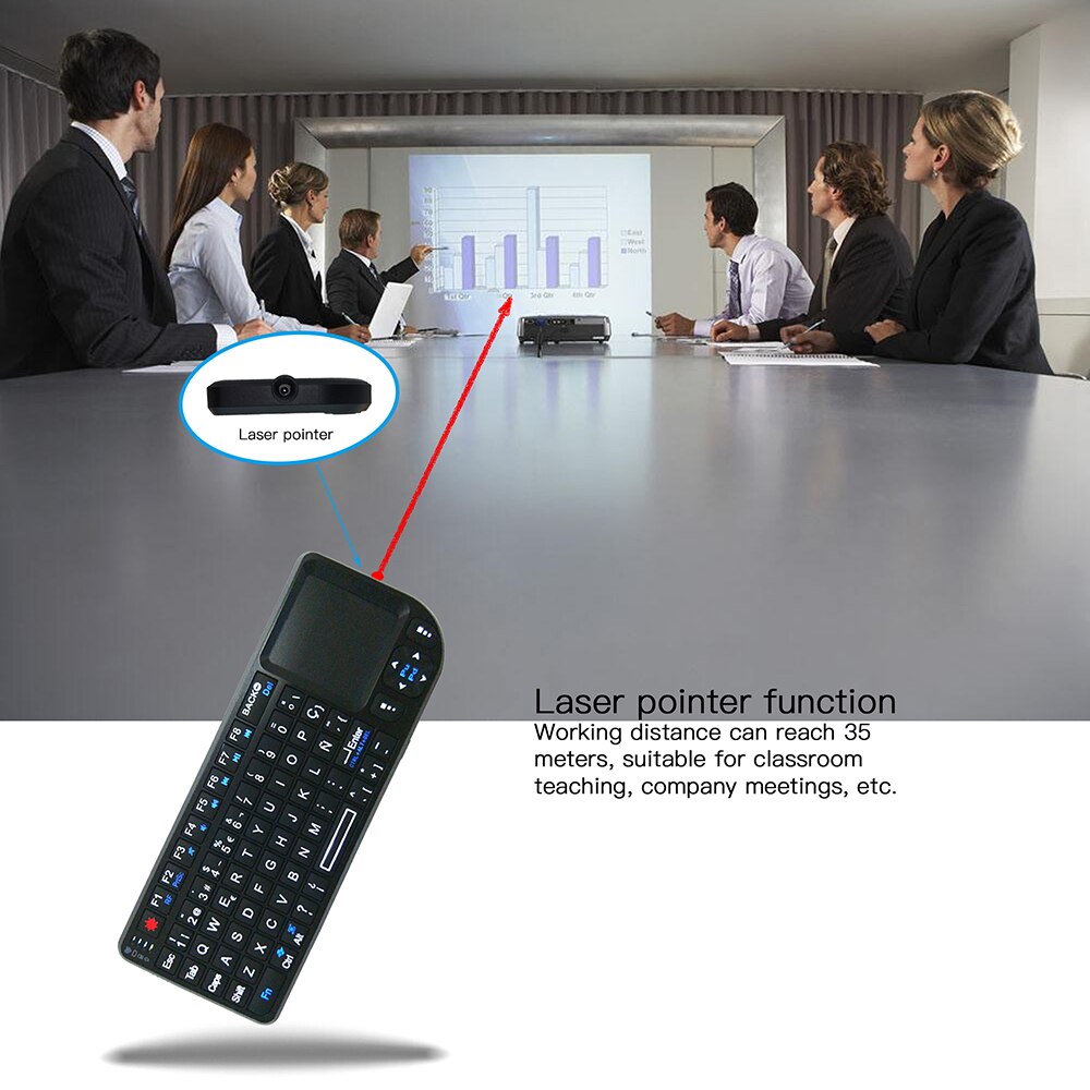 Kebidumei 2.4g rf mini draadloos toetsenbord 3 in: 1 mini handheld qwerty + touchpad muis voor pc notebook smart tv