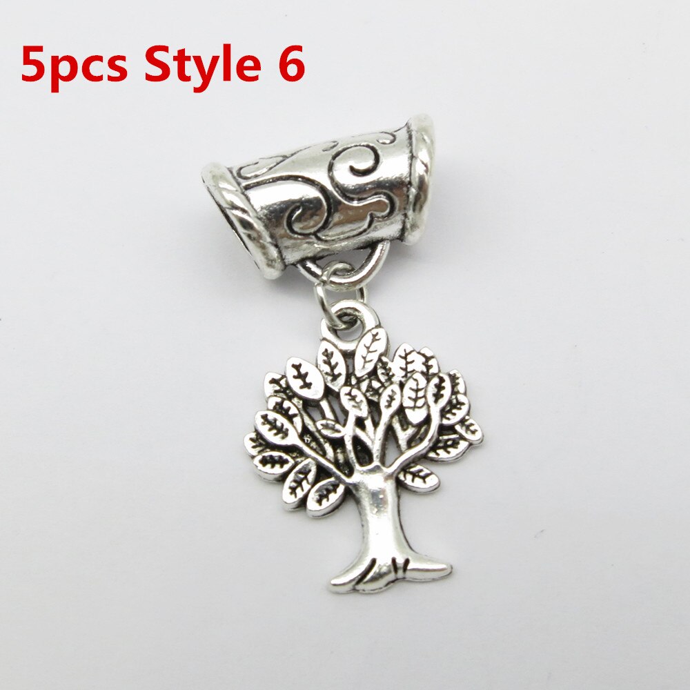 5Pcs/Pack metal Silver different charms hair braid dread dreadlock beads rings tube approx 6mm hole hair accessories: 5pcs Style 6