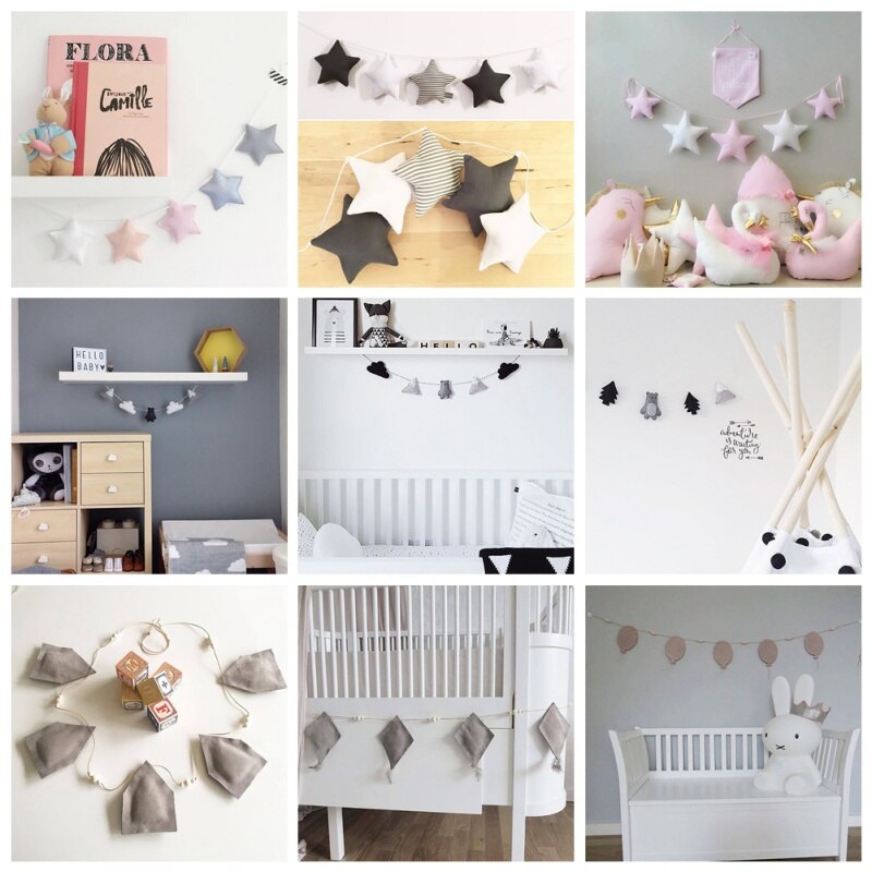 Guirnaldas de estrellas nórdicas hechas a mano para habitación de bebé, decoraciones de pared para habitación de niños, accesorios de fotografía, los mejores , novedad
