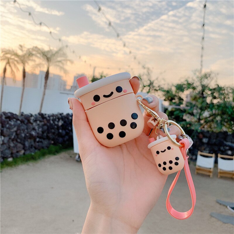 3d boba tea siliconen hoesje voor apple airpods 3/2/1 hoesje bluetooth oordopjes beschermhoes voor airpods pro hoesjes zachte ka: 1 voor airpods 2 1