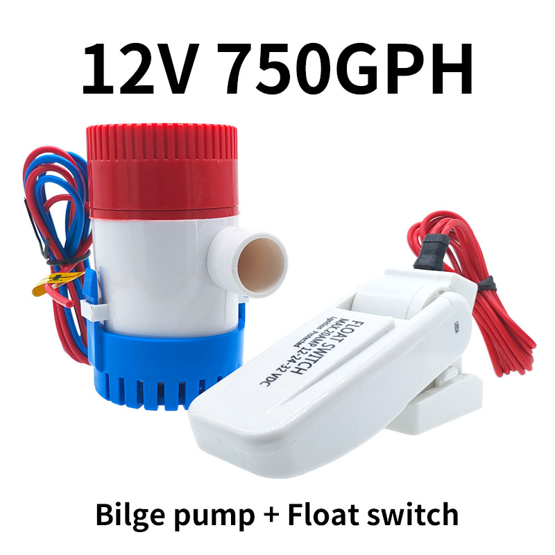 1Pcs Bilge Pump with Float Switch 12V/24V 1100GPH/750GPH Water Pump for Boat Seaplane Motor Homes Houseboat - Bilge Pump: dark green