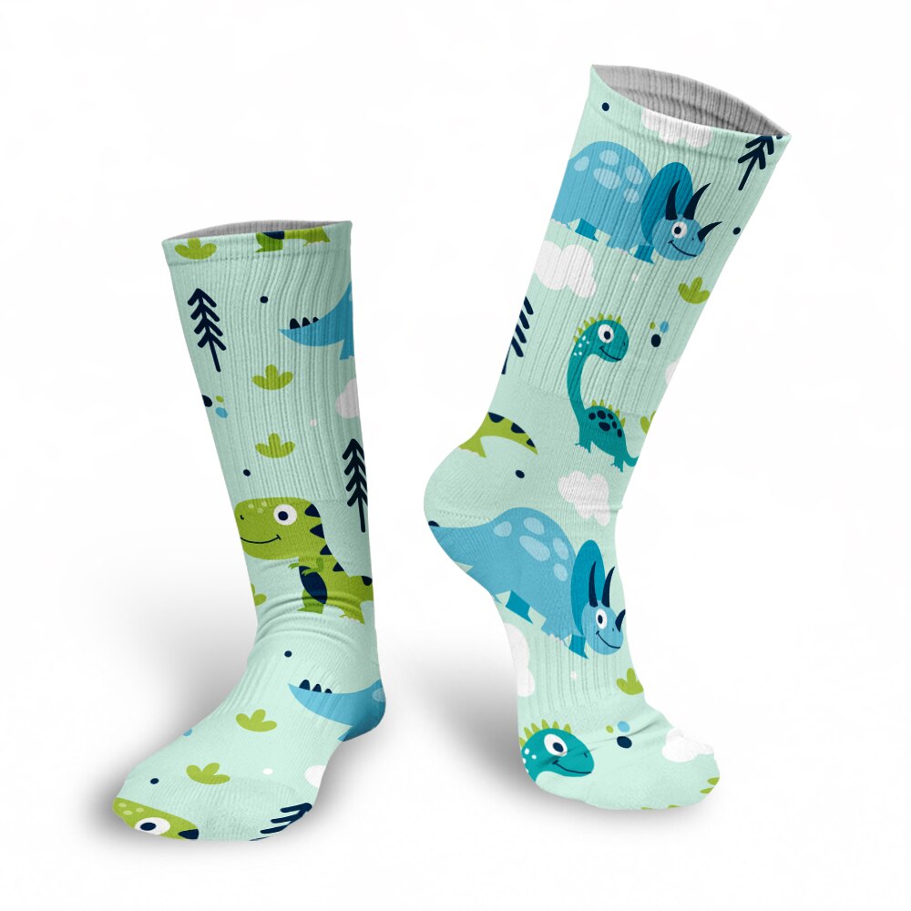 3D Printed Women Long Socks Outdoor Sports Cotton Breathable Elastic Compression High Knee Socks School Students Calf Socks