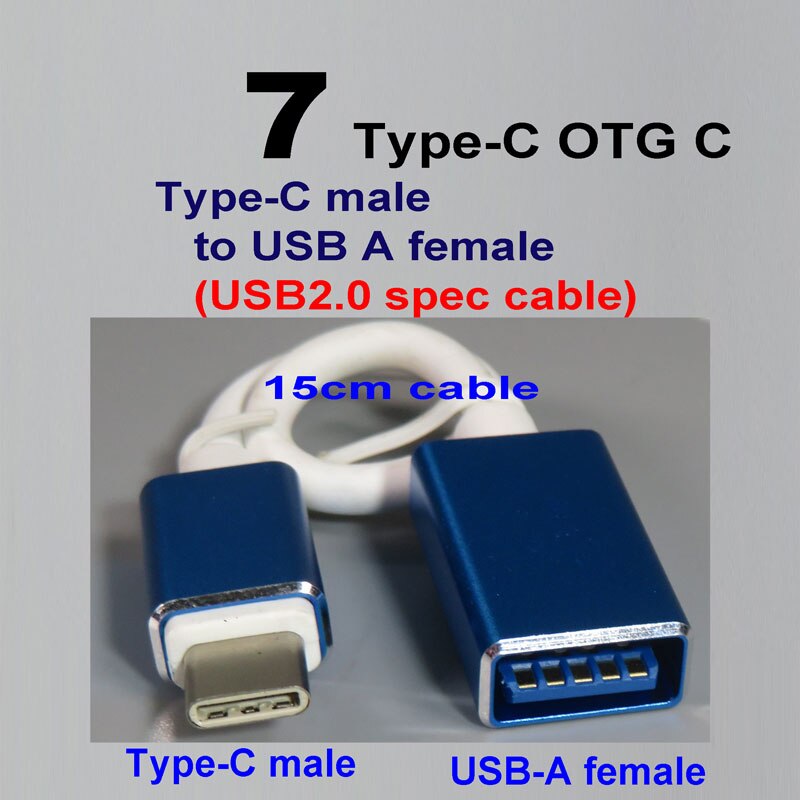 Adaptador USB OTG tipo C A micro-usb tipo A, convertidor hembra A macho, cable USB de teléfono para unidad de almacenamiento huawei: 7 Type-C OTG C