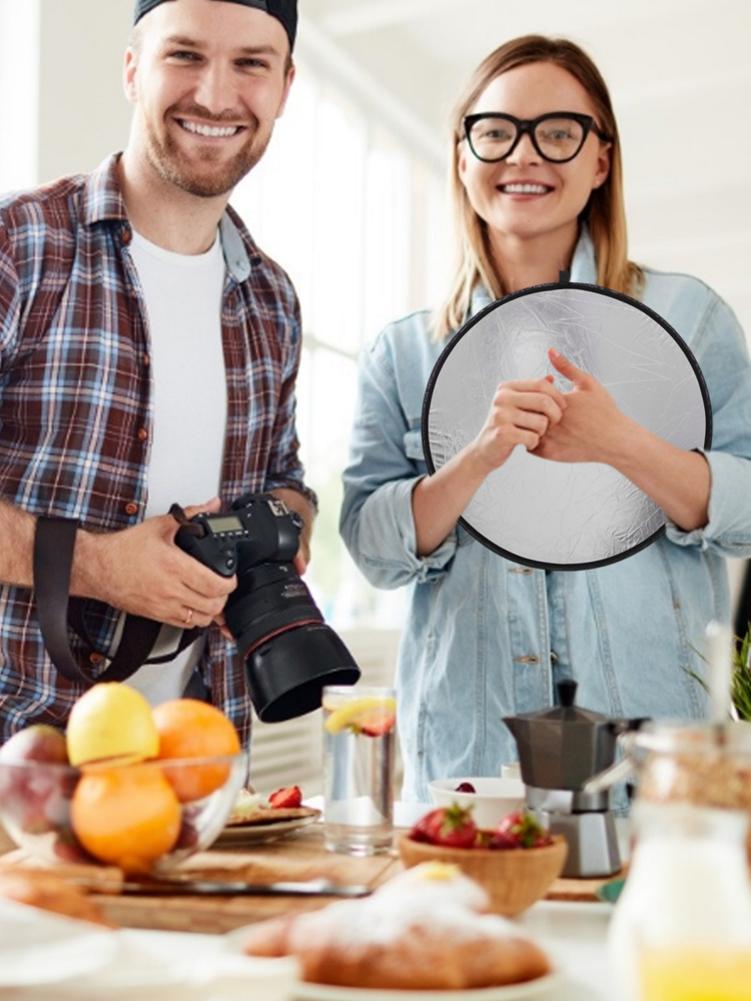 30Cm 12Inch Draagbare Licht Reflector Inklapbare Light Diffuser Ronde Fotografie Wit Silivery Reflector Voor Studio Photo Disc