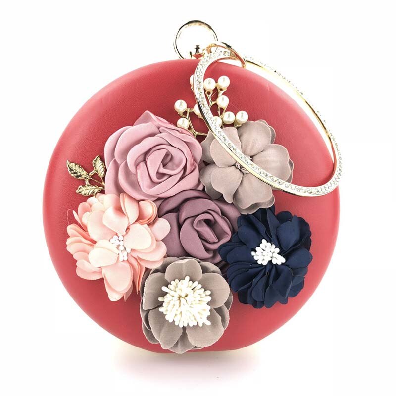 Sac à main rond de soirée pour femmes, pochette de soirée rouge, célèbre de luxe à la de ,: Red
