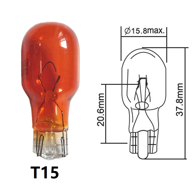 Bombillas halógenas automotrices, luz de despacho Interior ámbar T13 10W T15 W16W, 12V 16W, 10 Uds.