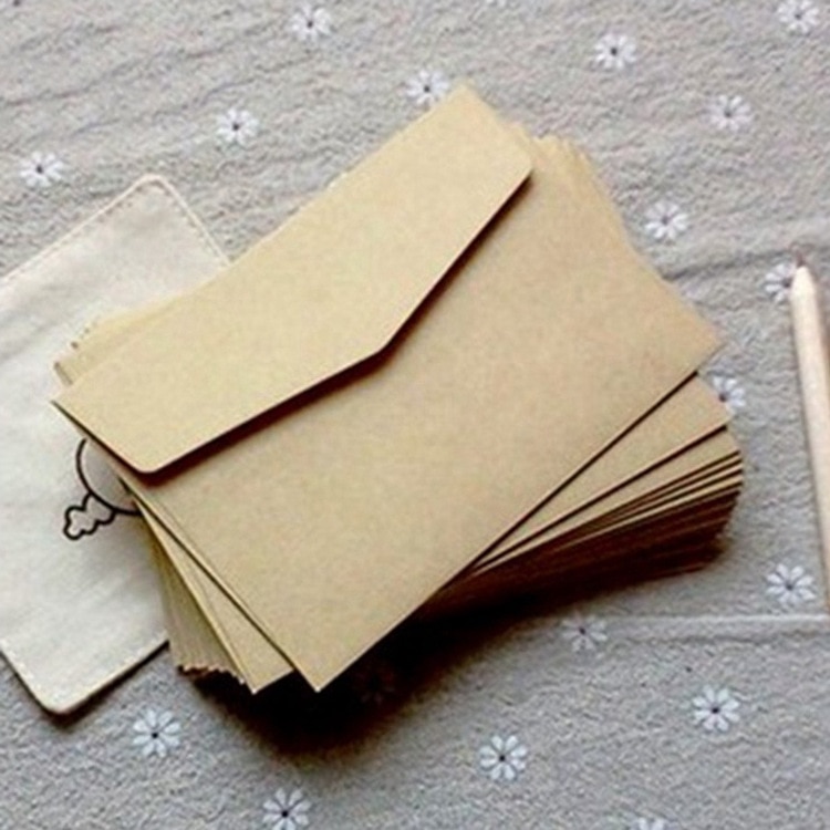 (10 stuks/partij) 7*10cm Vintage Kraftpapier Enveloppen Mini Wenskaart Lidkaart Enveloppen