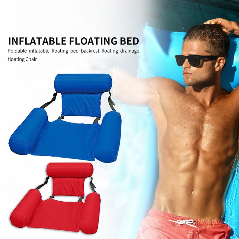 Hamaca de agua para piscina, colchoneta inflable reclinable, silla de cama flotante, colchón de aire plegable para natación de verano, cojín para dormir