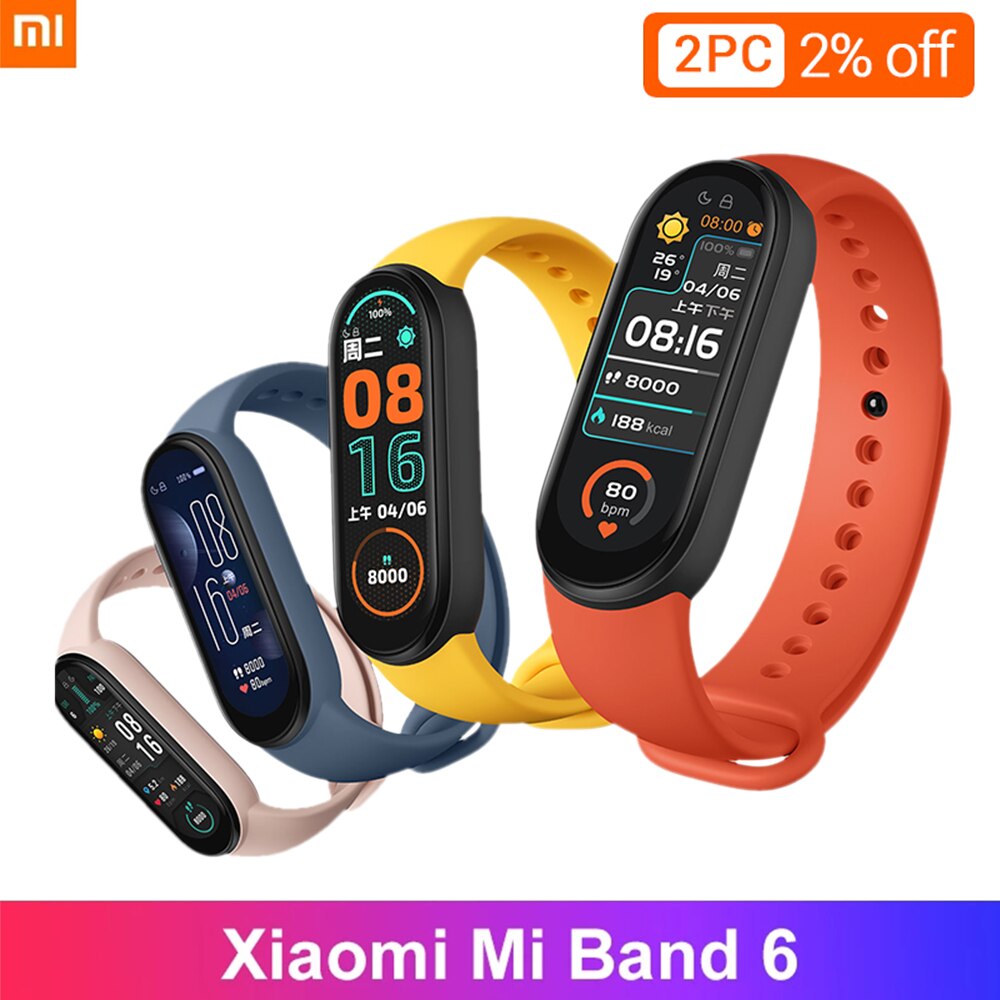 Xiaomi Mi Band 6 Clever Band AMOLED Bildschirm Miband 6 Blut Sauerstoff Fitness Traker Clever Armbinde Bluetooth Wasserdichte PK Mi Band 5