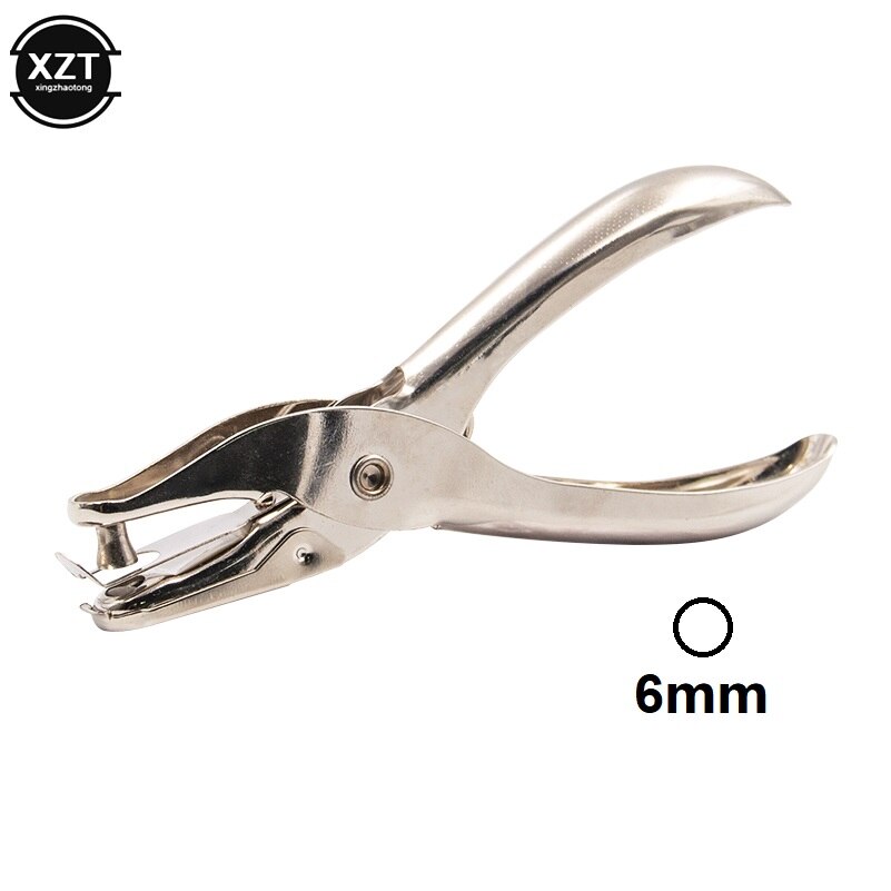 Handheld Hole Punch Cute Mini Papper Cutter Puncher Metal Plier for School Student Office DIY Tool For Diary Note book Eyelet: Silver