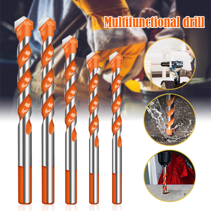 6PCS Multifunctional Triangle Drill Bit Diamond Drill Set Ceramic Tile Concrete Brick Wood Glass Punching Hole Saw Metal Dril