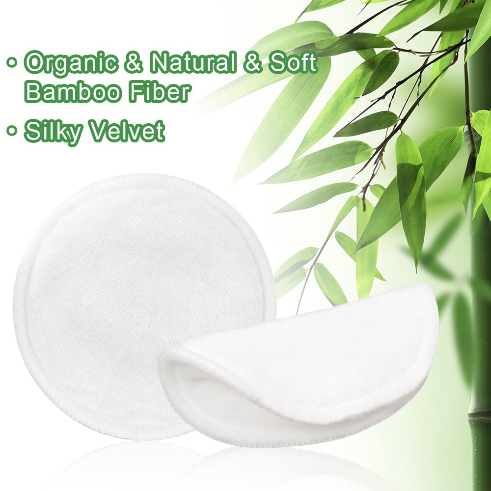 Mikrofiber sminke fjerner pads vaskbare gjenbrukbare rensende bomull ansiktsservietter naturlig bambus tre etterslep med mesh vaskepose
