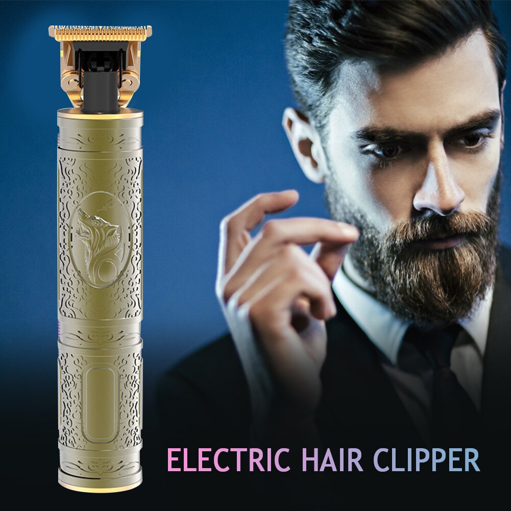 T Hair Clipper Electric Hairdresser Wolf Head Carving Cordless Shaver Trimmer Waterproof Men Barber Hair Cutting Machine