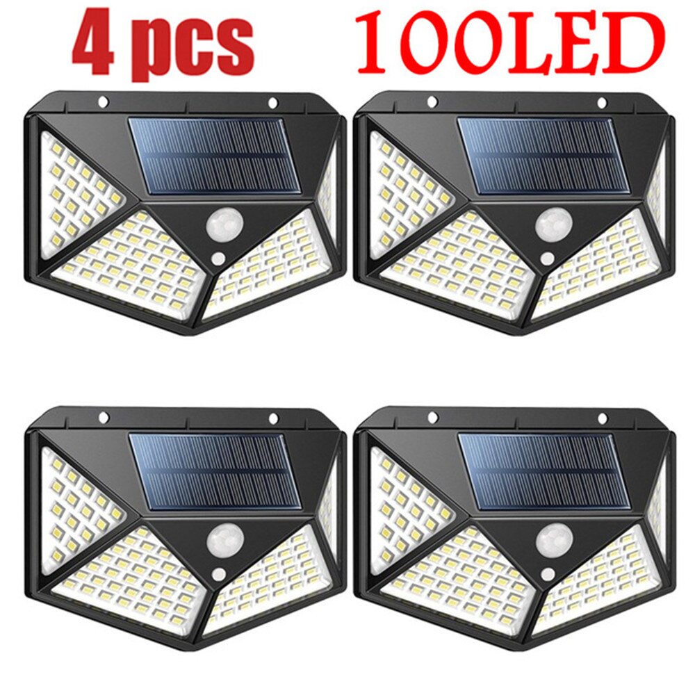 1-4PCS Super Bright Solar Lights LED Solar Power Outdoor Motion Sensor Light,LED on Both Side Waterproof for Deck,Yard,Garden,Pa: 100 led 4-sided 4pcs