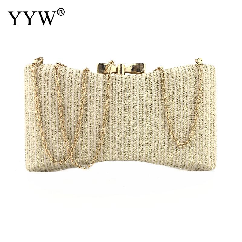 Gold Bogen Frauen Kupplung Tasche Gold Kette Pochette Femme Abend Party Handtasche Hochzeit Geldbörse Für Hochzeit Prom Cocktail Party Braut