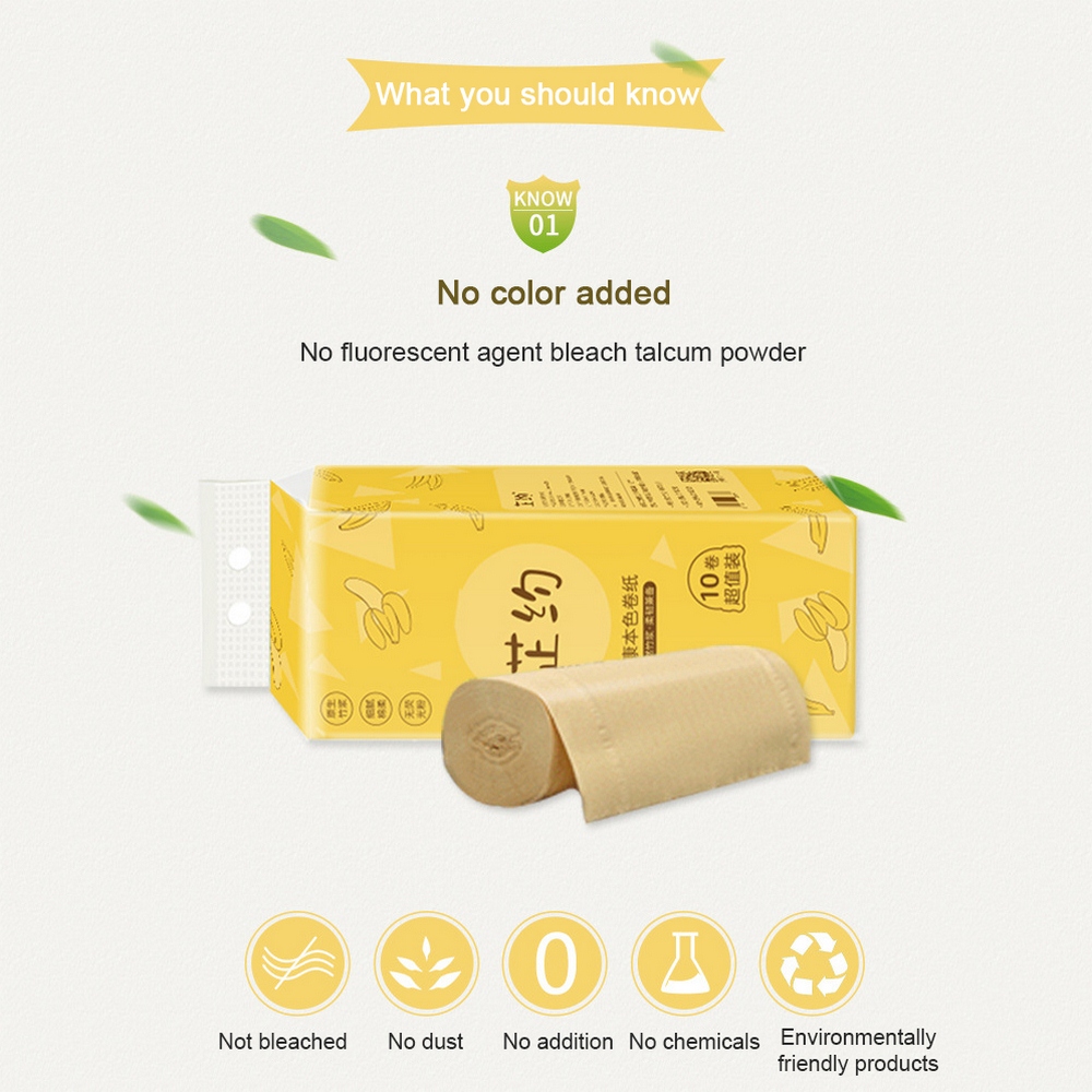 10 Rolls/Lot Toilet Roll Paper Primary Wood Pulp Skin-friendly Toilet Paper Fast 3 Layers Home Bath Toilet Roll Paper