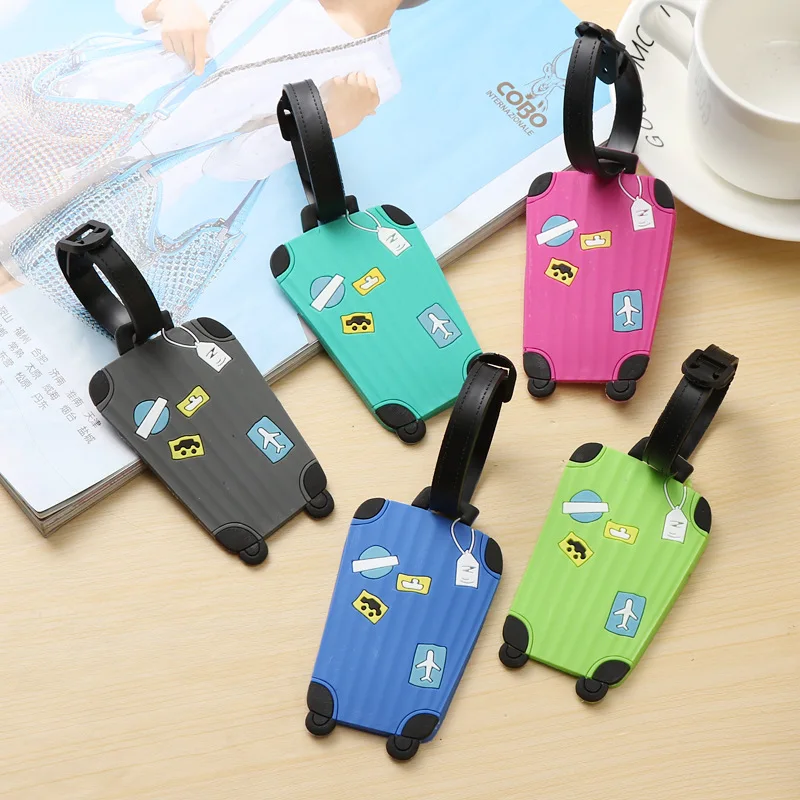 Vrouwen Mannen Label Koffer Tags ID Adres Houder Bagage Boarding Reisaccessoires Creatieve Vliegtuigen PU Lederen Bagagelabels: Licht Geel
