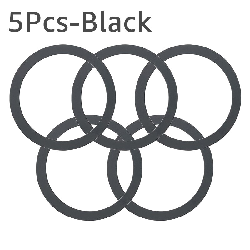 Magnetic Wireless Charger Sticker Universal Metal Rings Plate for Magsafe Wireless Charger Car Phone Holder Sheet for iPhone 13: 5Pcs-Black