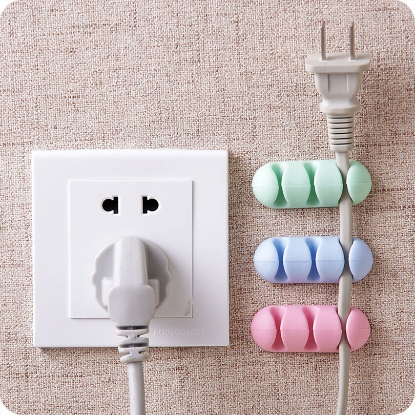 2 stk/parti selvklebende kabelklemme desktop usb-ledning ledningsfeste organizer laderlinje klebrig klemme veggmontert pluggplassering