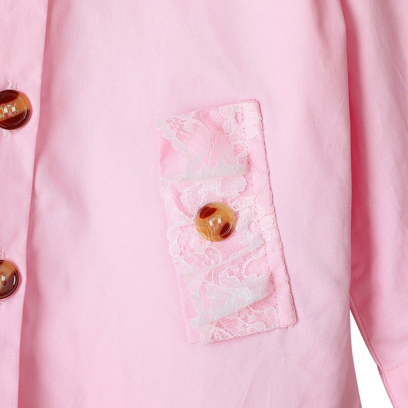 Primavera autunno neonata cappotto principessa pizzo increspato bambola colletto giacca neonato bambino abbigliamento per bambini manica lunga bottone Outwear