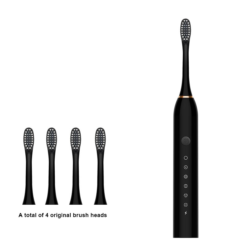 Sonic Electric Toothbrush Smart Tooth Brush Ultrasonic Automatic Toothbrush 6 Modes USB Fast Rechargeable Adult IPX7 Waterproof: black box 4 head