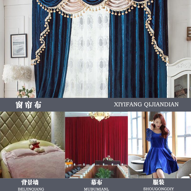 160 x 100cm polyester utan blekande guld sammetstyg tyg för gardiner bordsduk plagg gör-det-själv sömnadsmaterial