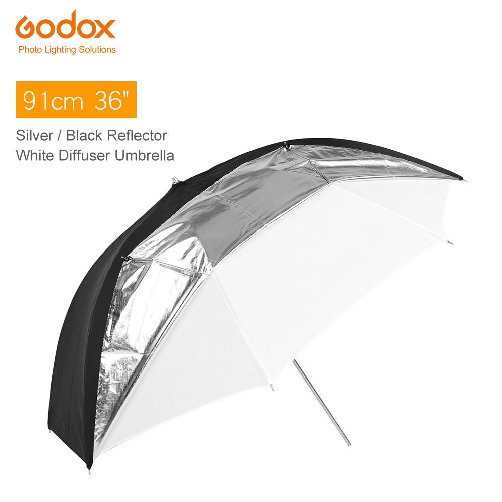 Godox 91 cm 36 &quot;Dubbele Lagen Reflecterende en Doorschijnend Zwart Witte Paraplu voor Studio Flash Strobe Verlichting