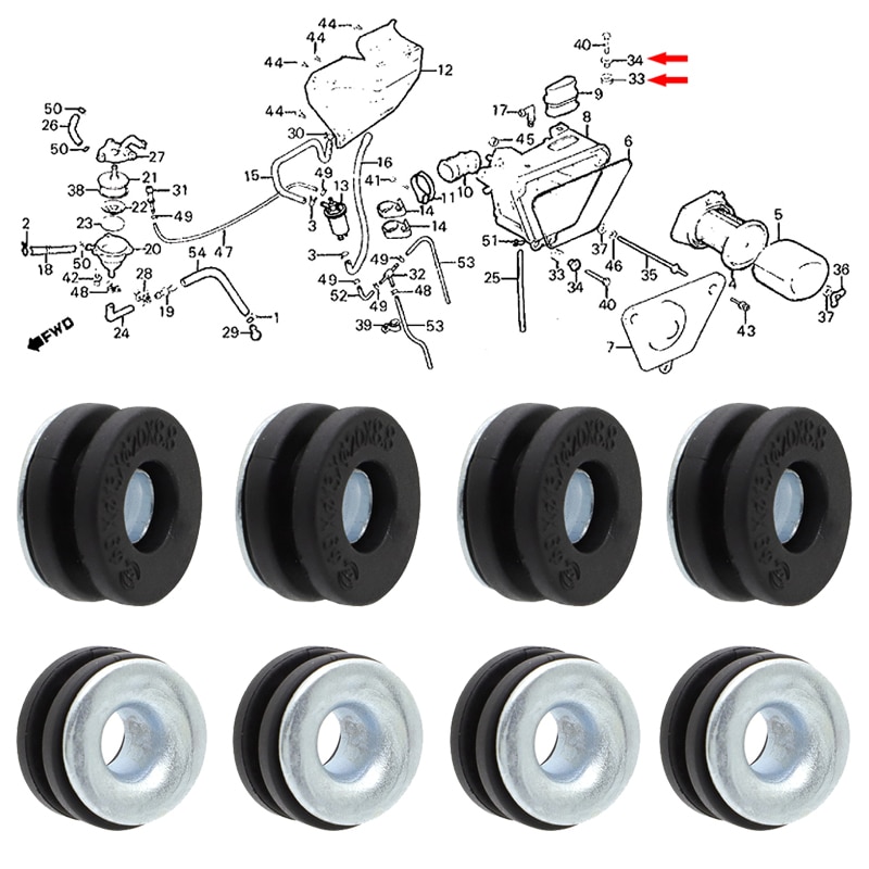 61103-357-000 Spatbord Mount Rubbertule Kit Side Panel Metalen Insert Om Rubber Bus Voor Honda 1973 CR125M XL250 CR250M Atv
