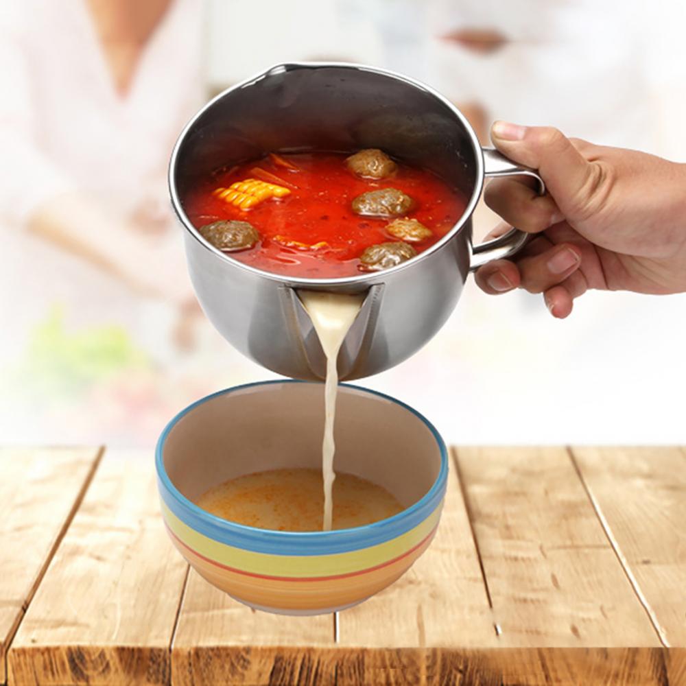 Separador de grasa y salsa de acero inoxidable, cuenco colador, utensilios de cocina