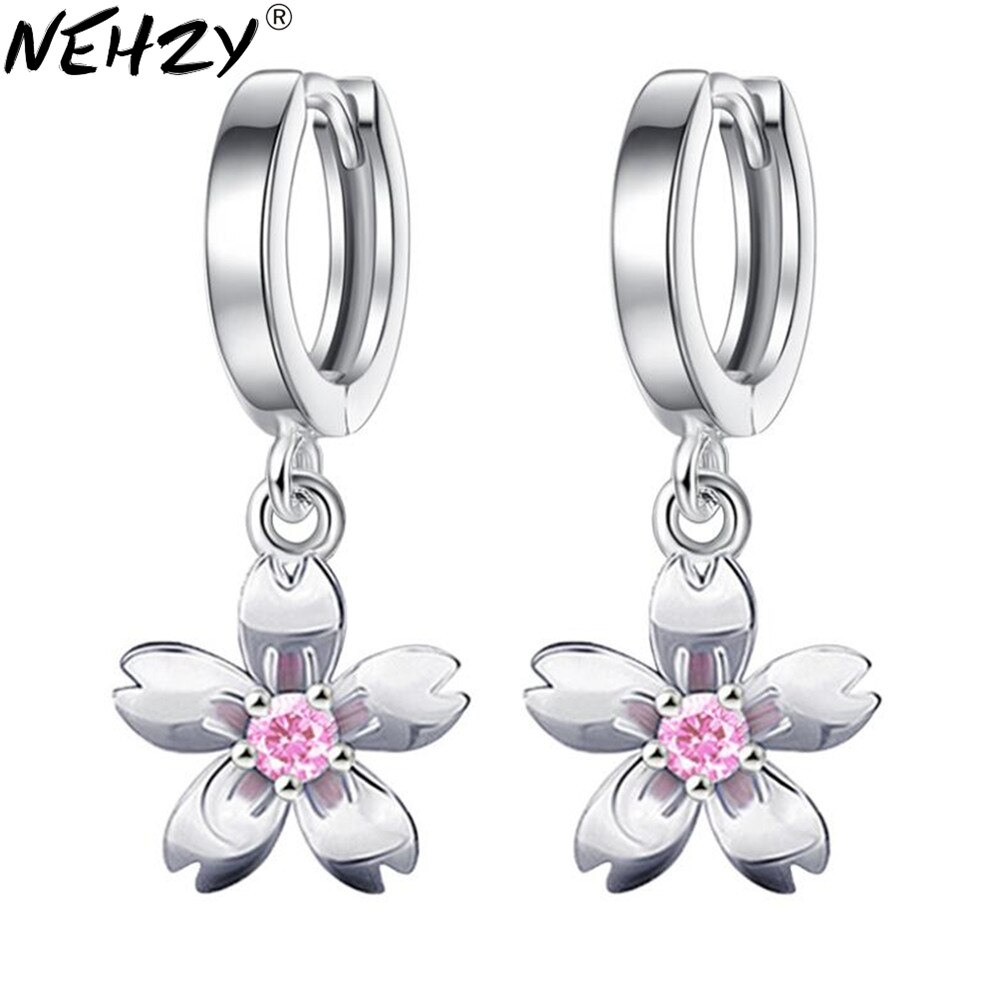 Nehzy 925 Sterling Zilveren Vrouw Mode Persoonlijkheid Sieraden Schattige Kleine Verse Eenvoudige Kleine Cherry Vrouwelijke Bloemen Oorbellen